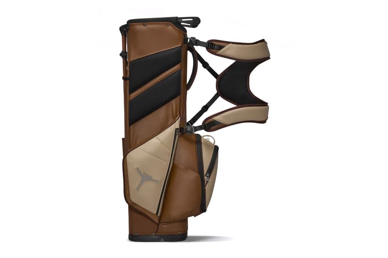 jordan fade away luxe golf bag brown tan leather stand