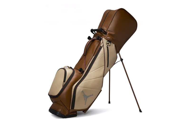 jordan fade away luxe golf bag brown tan leather stand