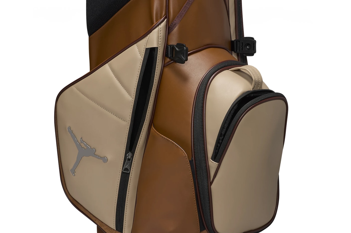 jordan fade away luxe golf bag brown tan leather stand