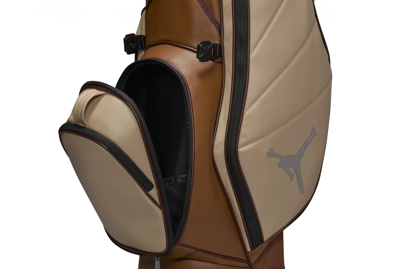 jordan fade away luxe golf bag brown tan leather stand
