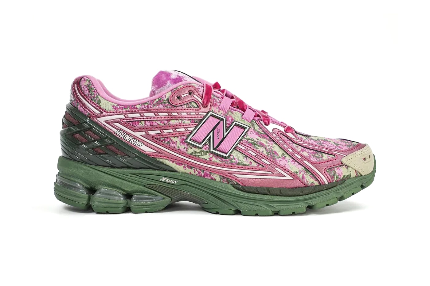 First Look at Inaugural Jack Harlow X New Balance 1906R Collaboration 2024 release date nb 550 green magenta pink floral velvet lacesdetails dynamic 
