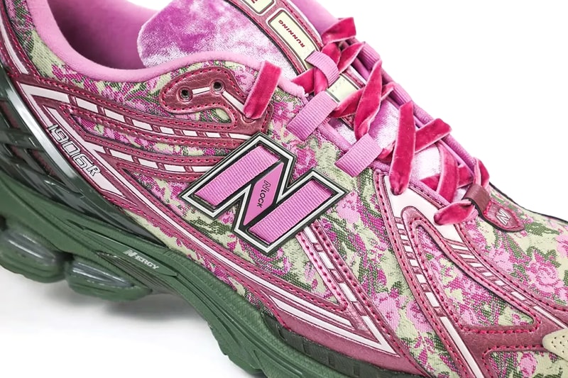 First Look at Inaugural Jack Harlow X New Balance 1906R Collaboration 2024 release date nb 550 green magenta pink floral velvet lacesdetails dynamic 