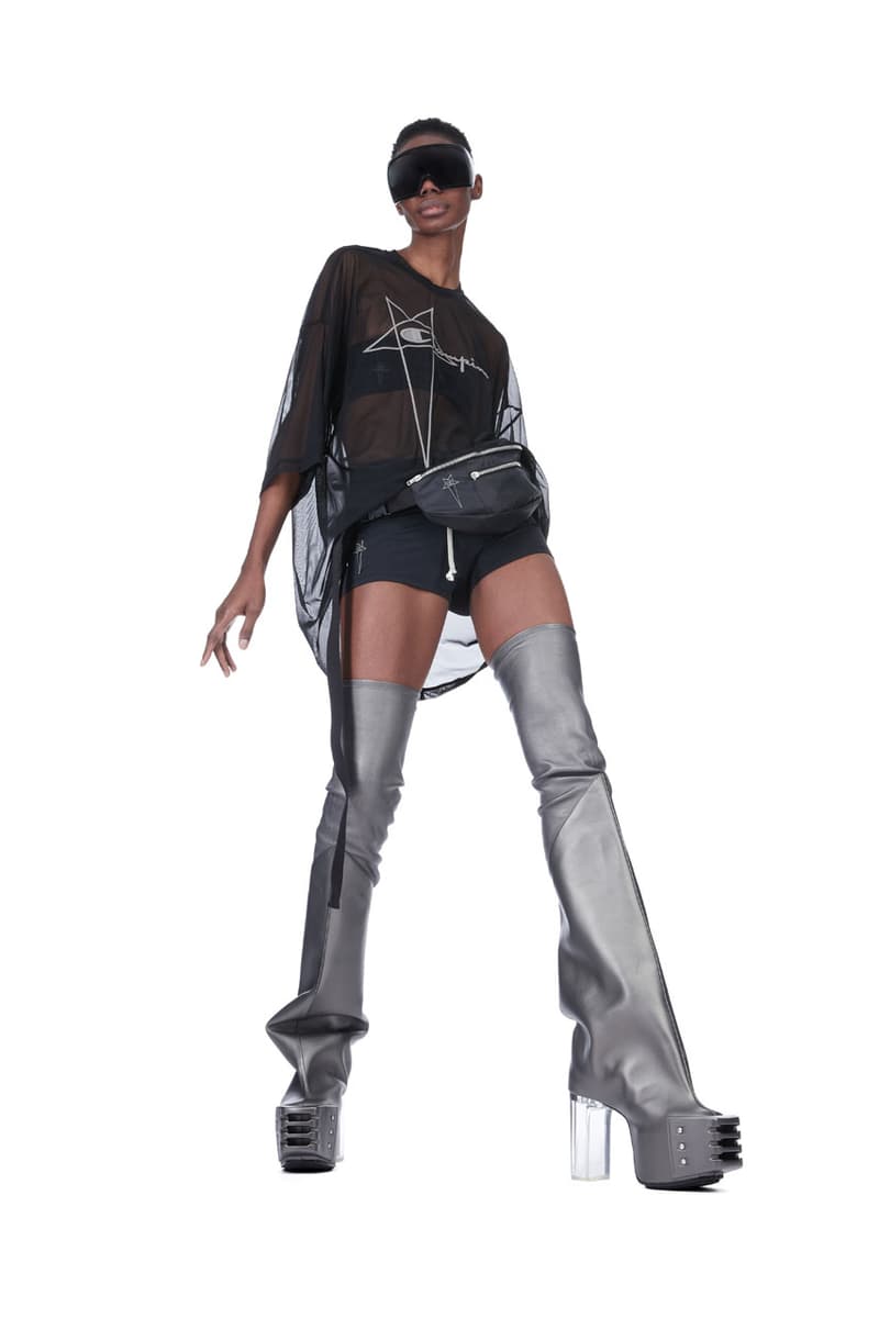 Champion x Rick Owens Unveil Latest Collaborative Range link price collection collab capsule shirt hoodie star pentagram shop store glasses black white designer fashion streetwear graphic usd release cop drop pentagram label logo brand color silver black women men unisex