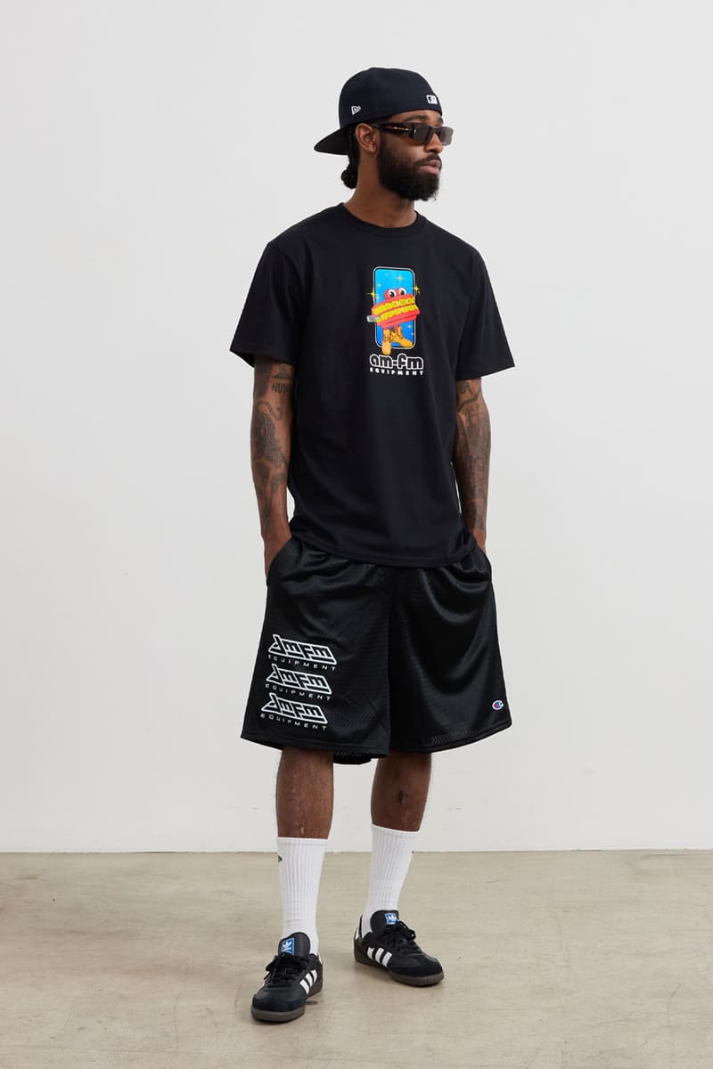 Graphics Dominate In AM-FM Equipment's Latest Capsule sagan lockhart skate am fm label fashion drop brand price release link online new york city artist graphic tee tshirt shorts streetwear fashion noelle lee remio vts nyc brooklyn  carlisle aikens skater