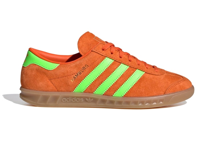 The adidas Originals Hamburg Surfaces in “Orange/Solar Green” and “Red/Purple Burst”