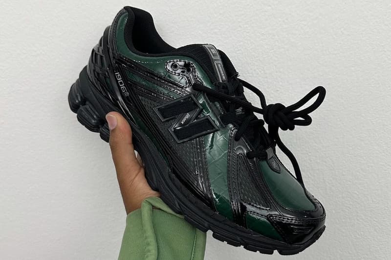 Second 99GINGER X New Balance 1906R Collaboration Has Surfaced croc coated green black patent leather all black upper shoes sneakers