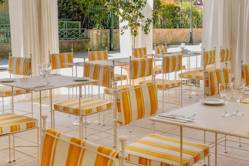 Jacquemus Is Ready for a Saint-Tropez Summer With New Pop-up and Beach Club south of france summer stripes cafe la renaissance place des lices french designer simon porte jacquemus mediterranean