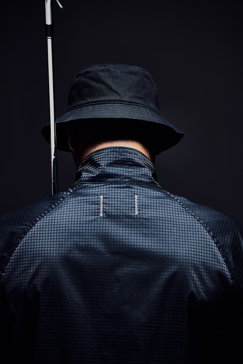 reigning champ miura golf collaboration collection mb 101 irons jacket polo shorts pullover t shirt hat black logo