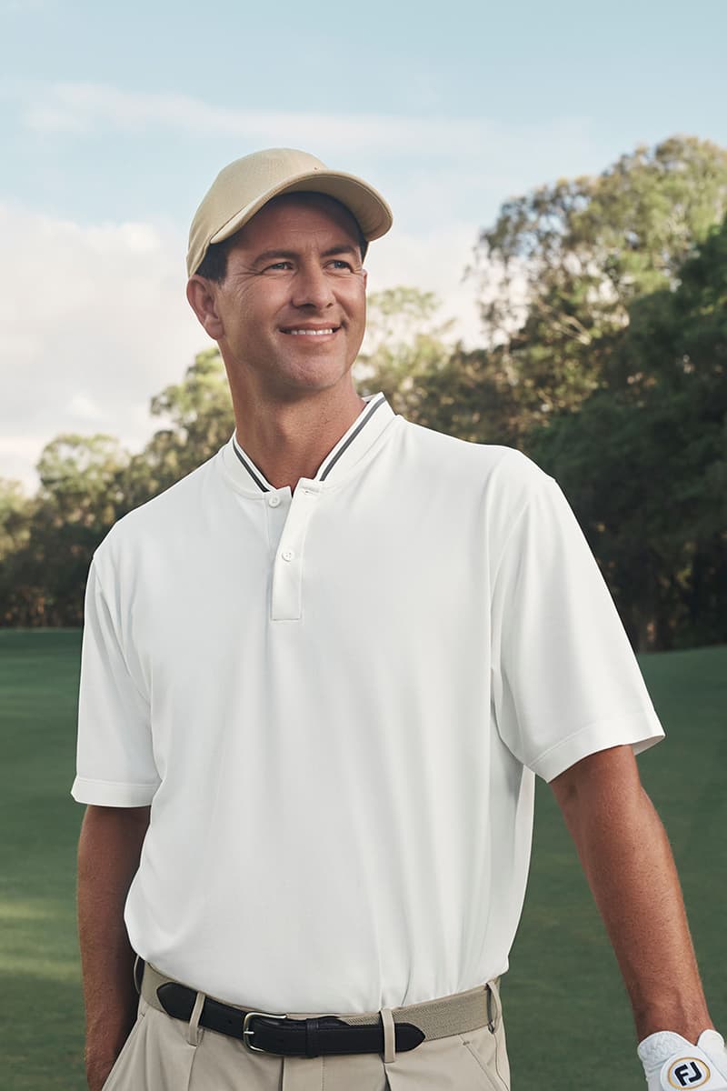 adam scott pga championship golf uniqlo lucas ossendrijver apparel polo shirt pants white tan blue navy grey