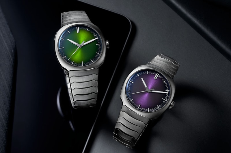 H. Moser & Cie. Streamliner Centre Seconds Matrix Green Purple Haze Info reference 6201-1200 6201-1200 steel fumé dial intergrated steel bracelet HMC 201 automatic caliber 