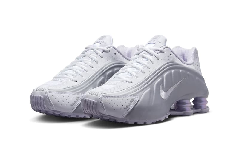 Nike Shox R4 "Barely Grape" Arrives Later This Month HF5076-100 White/Metallic Platinum-Platinum Tint-Barely Grape swoosh