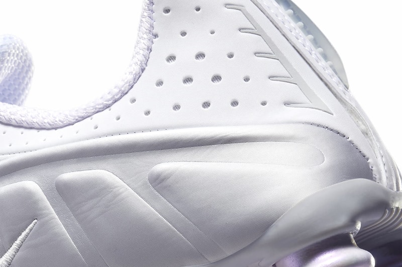 Nike Shox R4 "Barely Grape" Arrives Later This Month HF5076-100 White/Metallic Platinum-Platinum Tint-Barely Grape swoosh