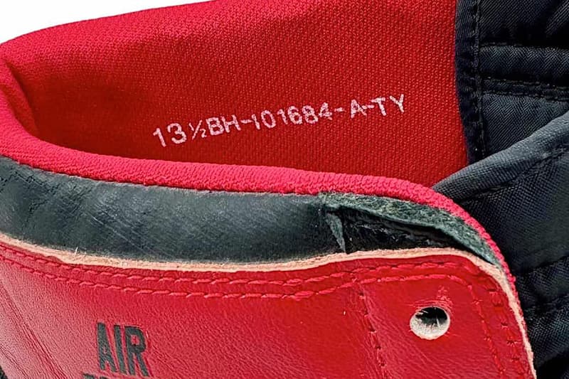 air michael jordan brand 1 bred 1984 sample auction grey flannel price details photos