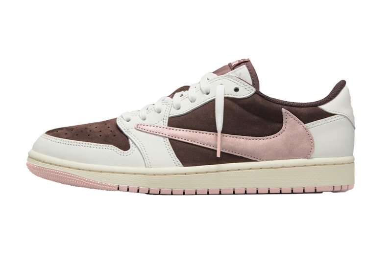 Женские кроссовки Travis Scott Air Jordan 1 LowDark Pony/Pink Oxford, модельное издание, Cactus Jack, сотрудничество, детали Nike