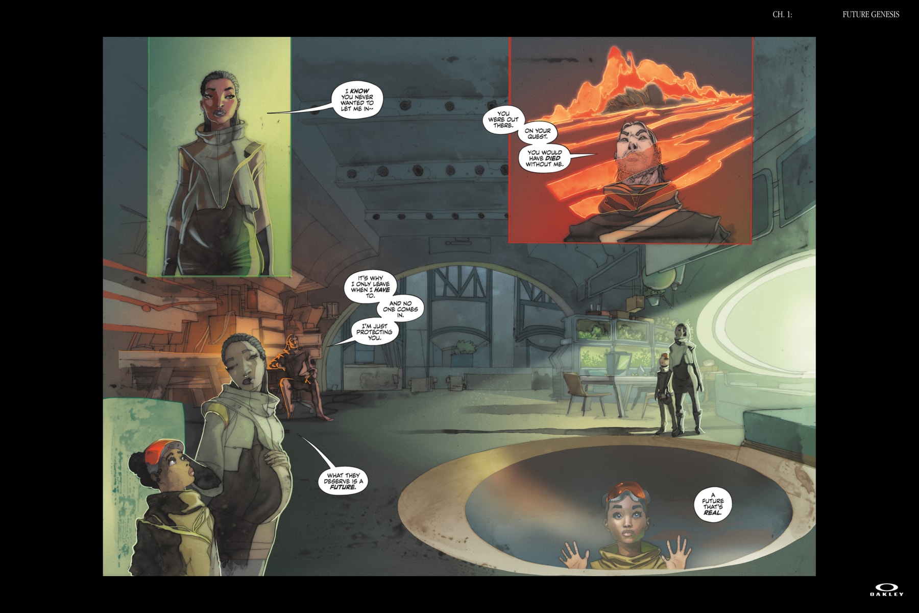 Oakley Future Genesis Chapter One Info Synopsis Plot sunglasses eyewear sci-fi comic book comics animation animated
