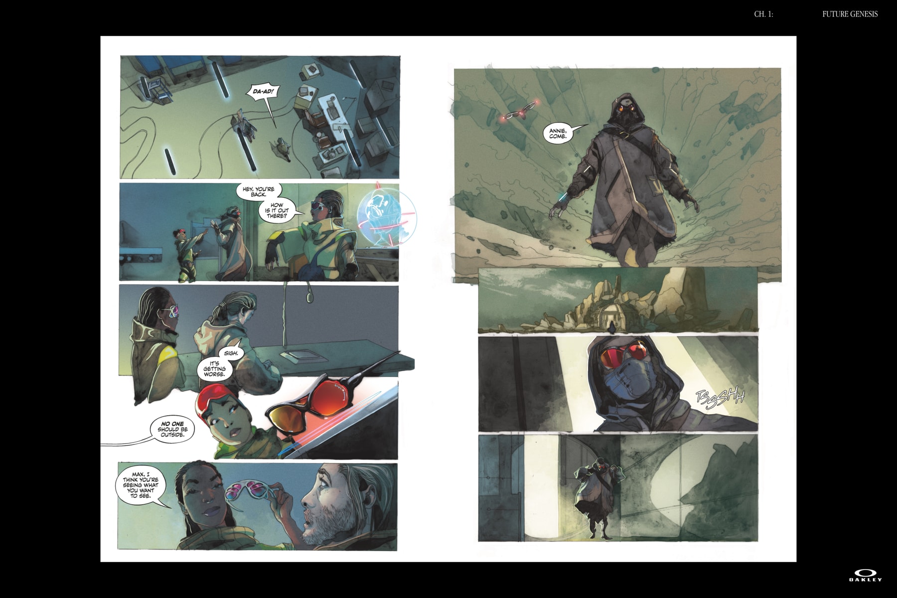 Oakley Future Genesis Chapter One Info Synopsis Plot sunglasses eyewear sci-fi comic book comics animation animated