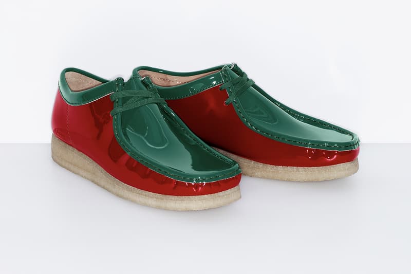 Supreme x Clarks Originals Spring 2024 Collaboration wallabees patent leather green red nude black