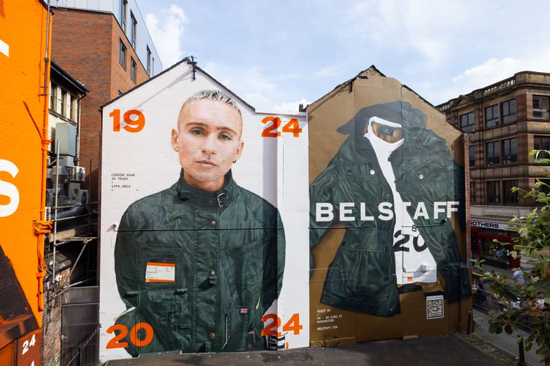 belstaff manchester anniversary 100 years activation campaign murals posters exhibition centenary jacket bus stop billboard advertising