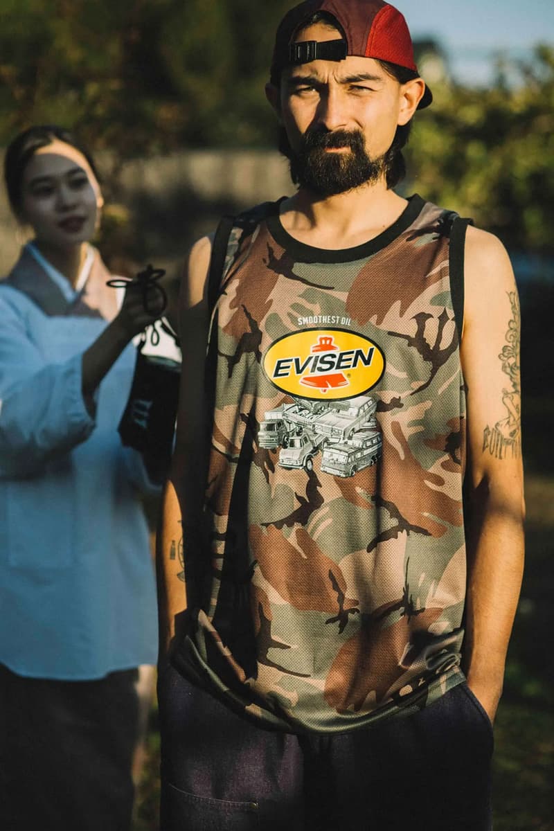 Evisen's Summer 2024 Range Offers Something for Every Scenario suicoke footwear collab collection capsule spring winter clothing apparel japanese tokyo skate skateboarding skateboards streetwear imprint store location shirt graphic lookbook bag vest collaboration sneaker slide sandal LETA-AB foot