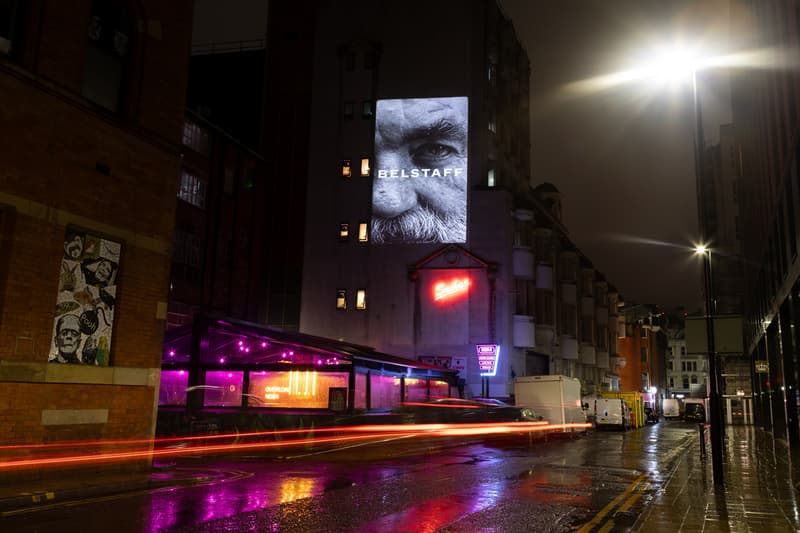 belstaff manchester anniversary 100 years activation campaign murals posters exhibition centenary jacket bus stop billboard advertising