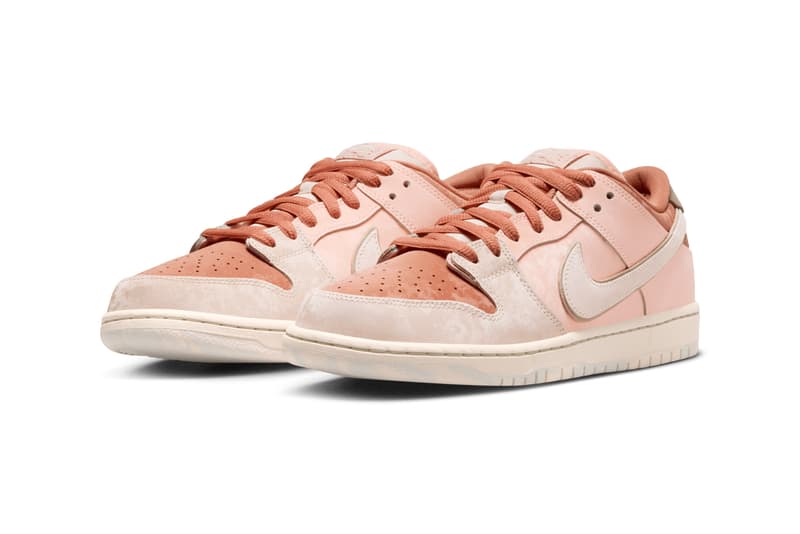 First Look at the Nike SB Dunk Low "Trocadéro Gardens" Amber Brown/Guava Ice-Crimson Tint-Hemp-Neutral Olive-Pale Ivory FV5926-200 release info paris olympics