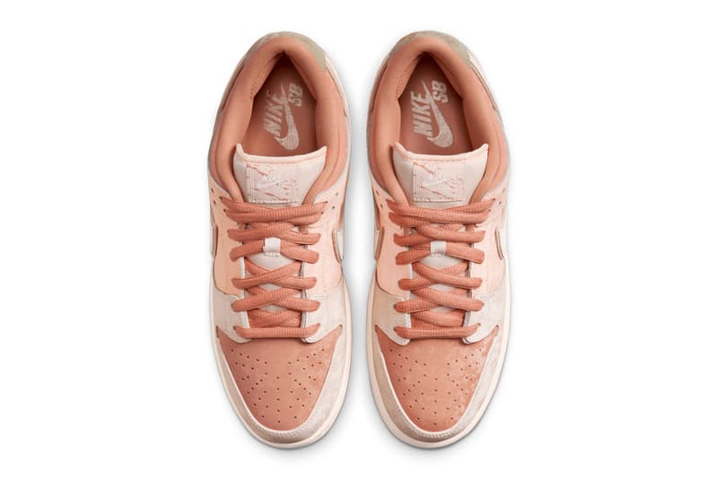 First Look at the Nike SB Dunk Low "Trocadéro Gardens" Amber Brown/Guava Ice-Crimson Tint-Hemp-Neutral Olive-Pale Ivory FV5926-200 release info paris olympics