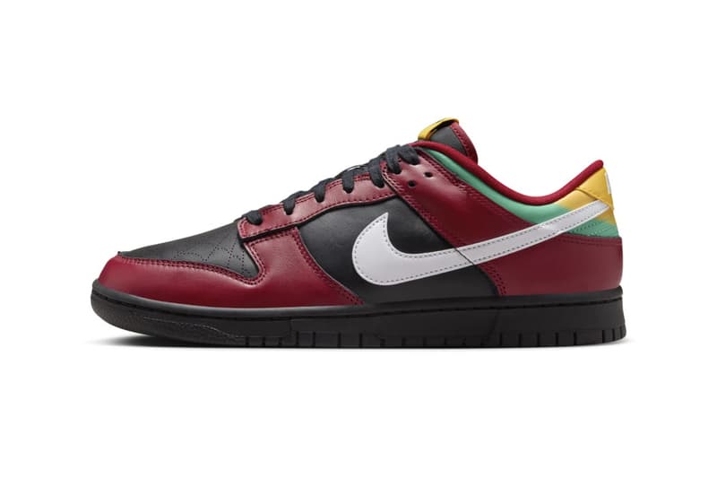 Official Look at Nike Dunk Low "Bike Tattoos" FZ3057-001 Black/White-Gym Red-University Gold-Atomic Teal release info swoosh