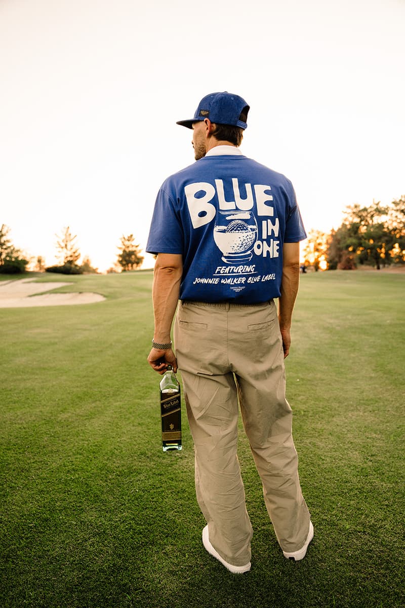 devereux golf johnnie walker collection collaboration tee shirt towel hat blue yellow logo graphic whisky