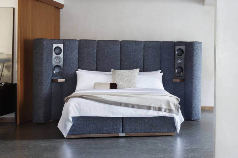 savoir kef audio brand bed 115,000 thousand usd price bespoke custom reference series headboard speakers details preview
