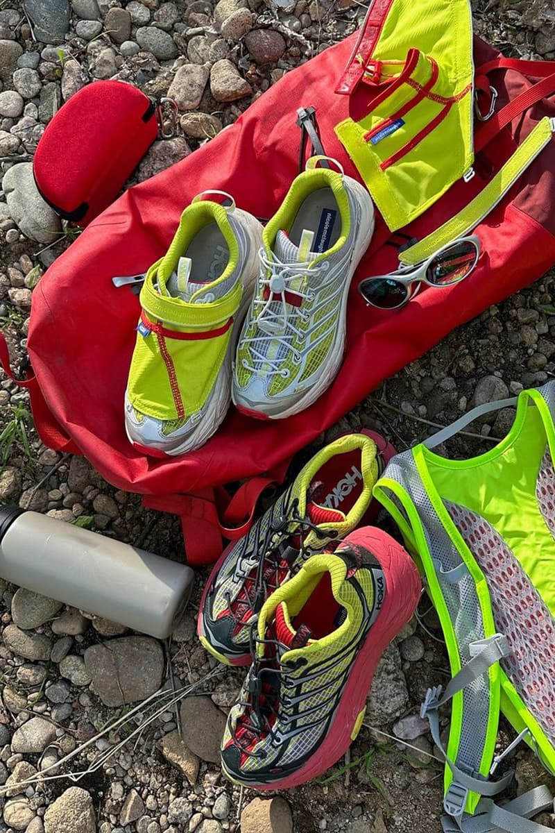 Nicole McLaughlin Neon Yellow HOKA Mafate THREE2 collaboration gaiter adjustable trail sneaker second rendition model preview 