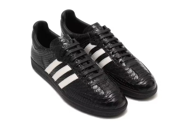 Adidas Originals Dresses Its Made in Italy Samba in Snakeskin Leather three stripes SUPCOL/FTWWHT/TMVIRE ie9120 june 2024 summer snakeskin pattern all black