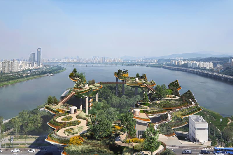 Heatherwick Studio Seoul Nodeul Island design proposal project won korean government plans photos preview greenery plants skywalk