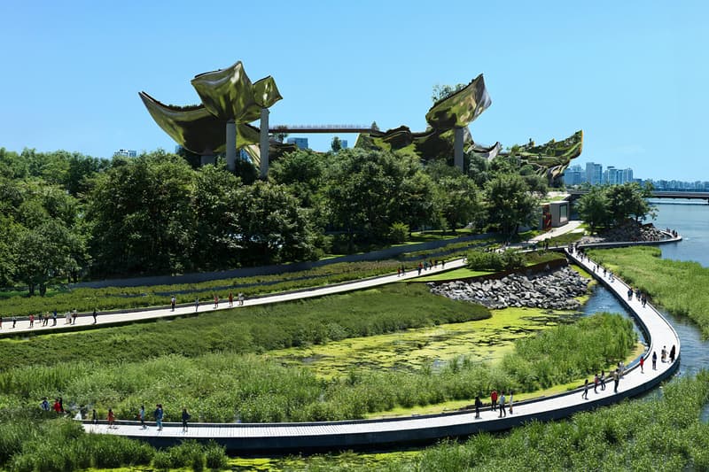 Heatherwick Studio Seoul Nodeul Island design proposal project won korean government plans photos preview greenery plants skywalk