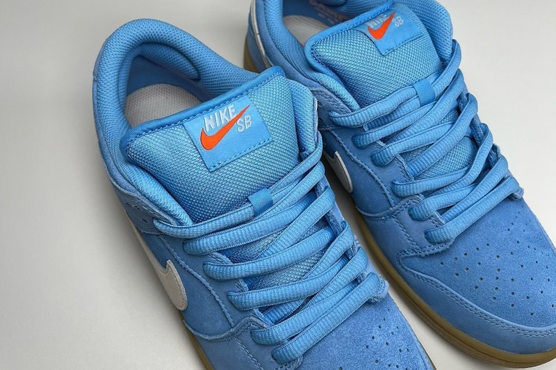 First Look at the Nike SB Dunk Low ISO "University Blue" University Blue/Sail-Psychic Blue-Gum Light Brown-Safety Orange spring 2025 FJ1674-401 swoosh low top 