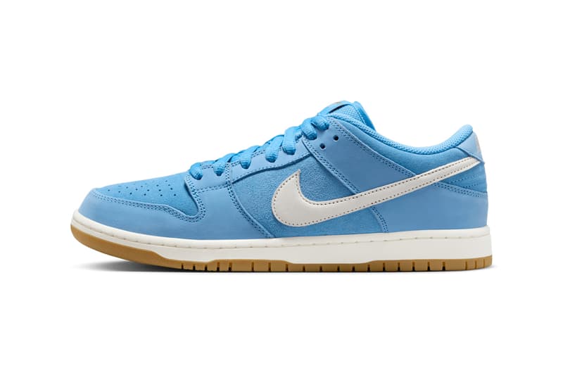 First Look at the Nike SB Dunk Low ISO "University Blue" University Blue/Sail-Psychic Blue-Gum Light Brown-Safety Orange spring 2025 FJ1674-401 swoosh low top 