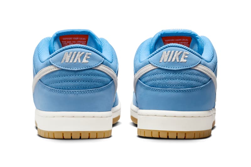 First Look at the Nike SB Dunk Low ISO "University Blue" University Blue/Sail-Psychic Blue-Gum Light Brown-Safety Orange spring 2025 FJ1674-401 swoosh low top 