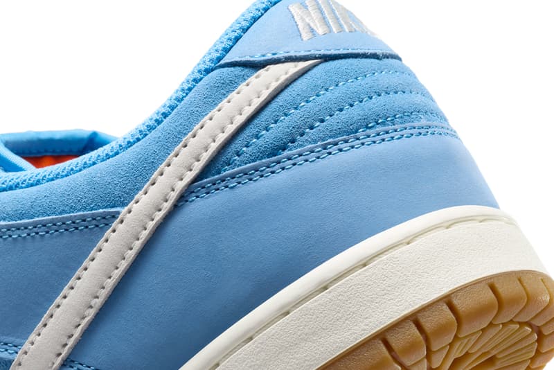 First Look at the Nike SB Dunk Low ISO "University Blue" University Blue/Sail-Psychic Blue-Gum Light Brown-Safety Orange spring 2025 FJ1674-401 swoosh low top 