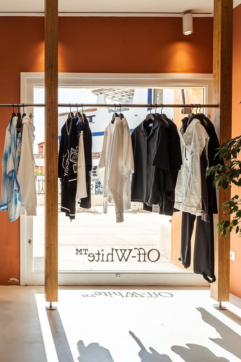 Off-White™ Opens Boutique in Porto Cervo italy hours store link pop up release collection fashion caspule sneaker be right back italian sardinia resort summer imprint design luxury lvmh pop up temporary hours address location Promenade du Port