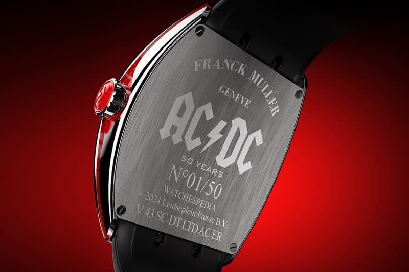 Franck Muller Vanguard AC/DC 50th Anniversary Limited Edition Info MVT FM 2536 SCDT concert flight case High Voltage