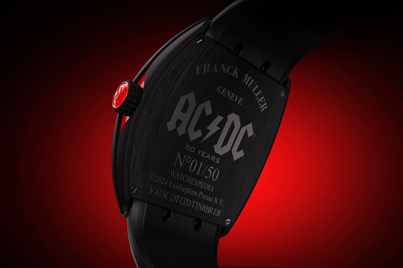 Franck Muller Vanguard AC/DC 50th Anniversary Limited Edition Info MVT FM 2536 SCDT concert flight case High Voltage