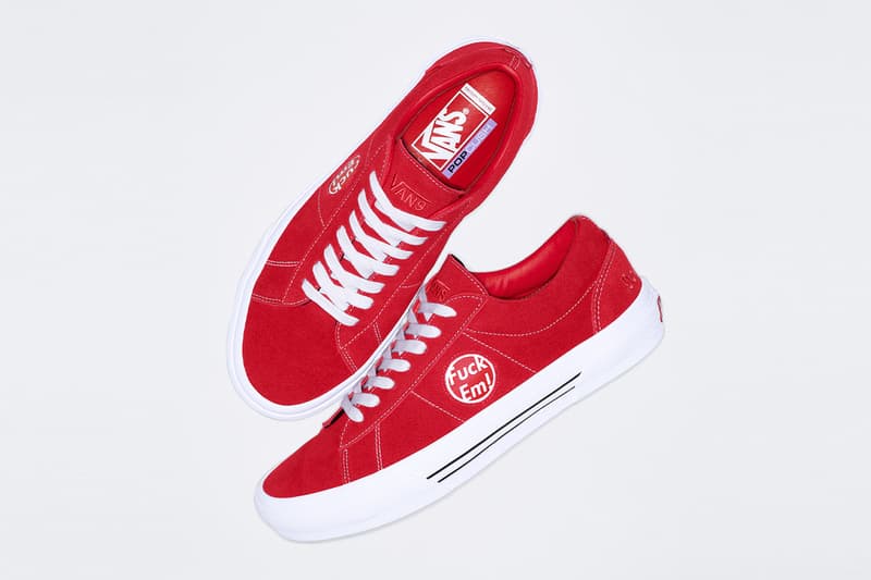 Supreme x Vans Summer 2024 Collaboration custom sid three colorways suwede upper leather vulcanized waffle outsole cusotm heel label leather graphic fuck em