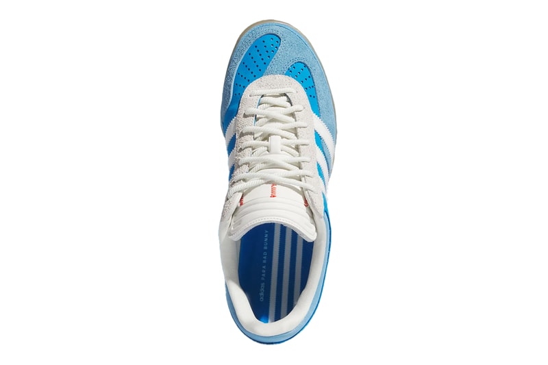 First Look at the Bad Bunny x adidas Gazelle Indoor “San Juan” IF9734  sneaker link release images price color blue ocean waters 