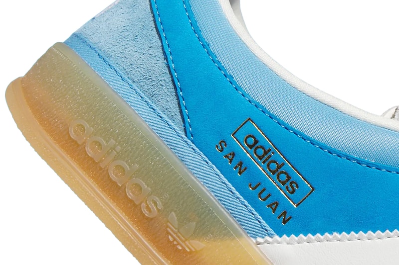 First Look at the Bad Bunny x adidas Gazelle Indoor “San Juan” IF9734  sneaker link release images price color blue ocean waters 