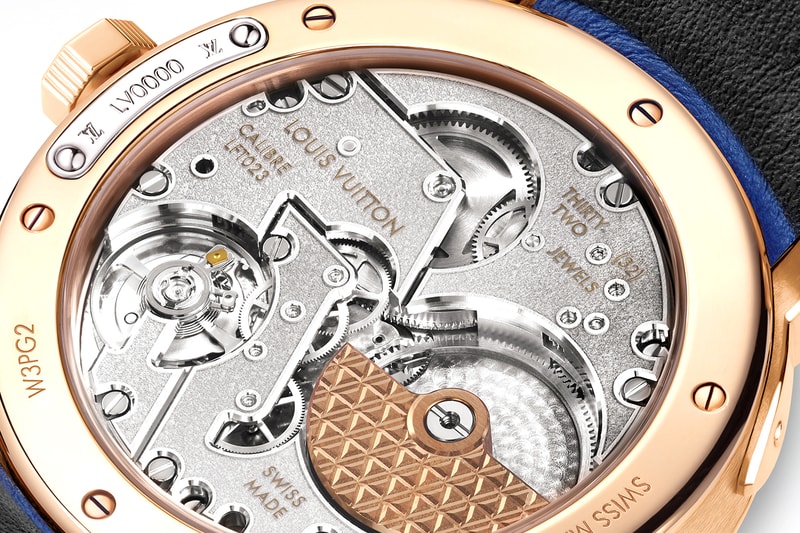 Louis Vuitton Escale Time-Only Watch métiers d’art Collections Info 18-carat rose gold platinum stamped dial onyx  Gibeon meteorite LV trunks brass brackets LFT023 caliber