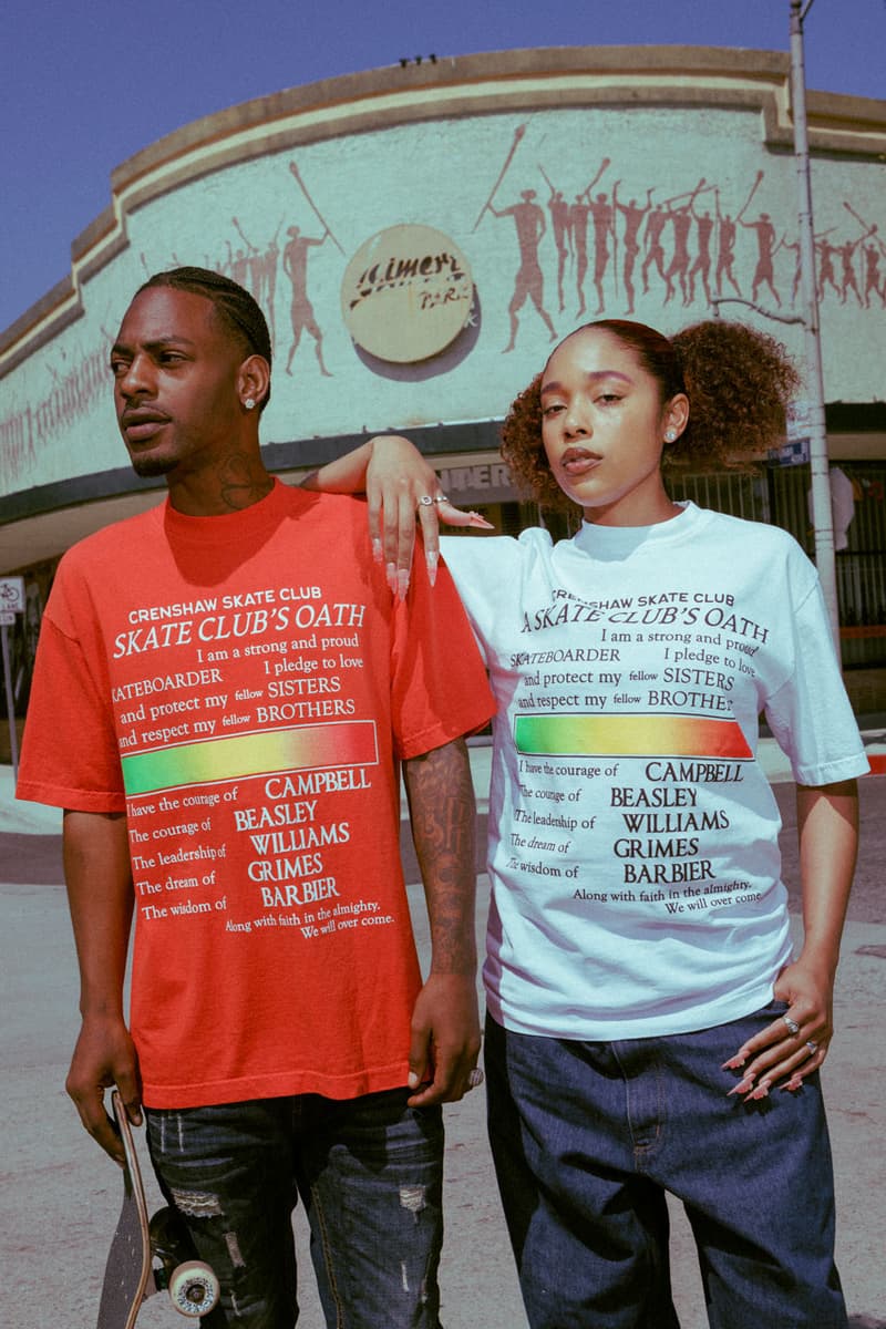 Crenshaw Skate Club Honors Its Heritage in Juneteenth Collection tobey mcintosh california skate brand apparel fashion lookbook drop release price t shirt black history month skate club oath 