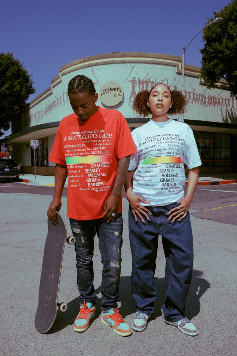 Crenshaw Skate Club Honors Its Heritage in Juneteenth Collection tobey mcintosh california skate brand apparel fashion lookbook drop release price t shirt black history month skate club oath 