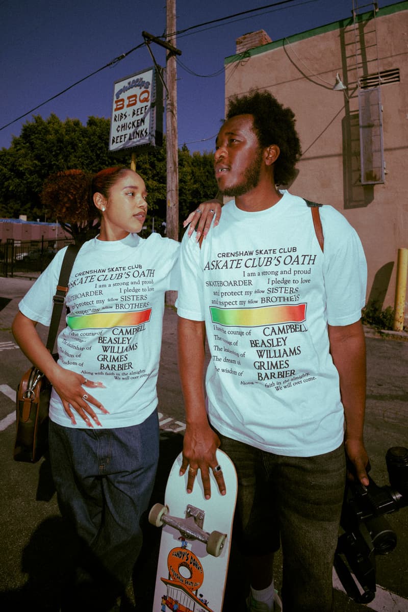 Crenshaw Skate Club Honors Its Heritage in Juneteenth Collection tobey mcintosh california skate brand apparel fashion lookbook drop release price t shirt black history month skate club oath 