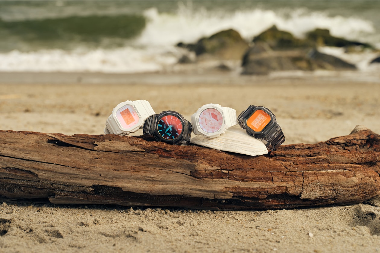 サマーシーズンにぴったりな夏仕様の最新コレクションがジーショックからリリース G-SHOCK Beach Time Lapse Collection DW-5600 GA-2100 Watches Sunrise Sunset Iridescent Color Gradient Mineral Glass 