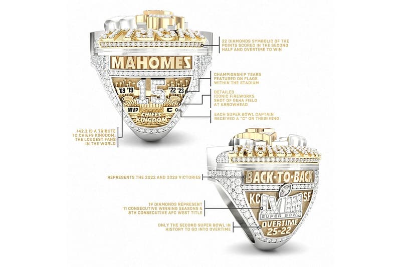 Take a Closer Look at the Kansas City Chiefs' Super Bowl LVIII Championship Rings travis kelce patrick mahomes rashee rice harrison butker nfl football 