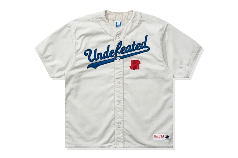 undefeated corduroy baseball jersey dodgers los angeles spoof white blue colorways material purchase price retail photos new clothing shipping globally